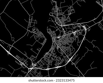 Vector city map of Sydney Nova Scotia in Canada with white roads isolated on a black background.