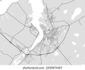 Vector mapa de la ciudad de Sydney Nueva Escocia en Canadá con carreteras negras aisladas en un fondo gris.