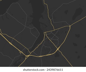 Vector city map of Sydney Nova Scotia in Canada with yellow roads isolated on a brown background.