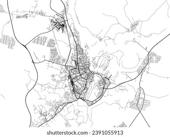 Vector city map of Syktyvkar in the Russian Federation with black roads isolated on a white background.