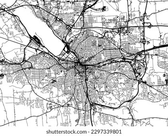 Vector city map of Syracuse New York in the United States of America with black roads isolated on a white background.