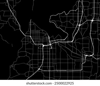 Vector city map of Tacoma Washington in the United States of America with white roads isolated on a black background.