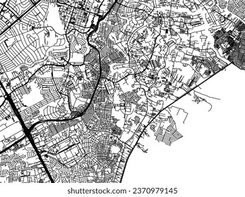 Vector city map of Taguig in the Philippines with black roads isolated on a white background.