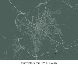 Vector city map of Ta'if in the Kingdom of Saudi Arabia with white roads isolated on a green background.