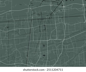 Vector city map of Taizhou in People's Republic of China with white roads isolated on a green background.