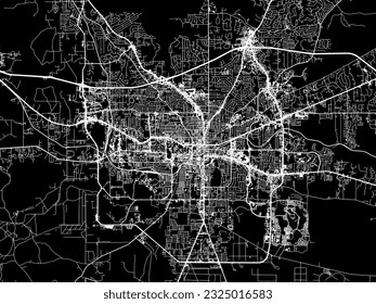 Vector city map of Tallahassee Florida in the United States of America with white roads isolated on a black background.