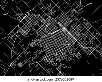 Vector city map of Tandil in Argentina with white roads isolated on a black background.