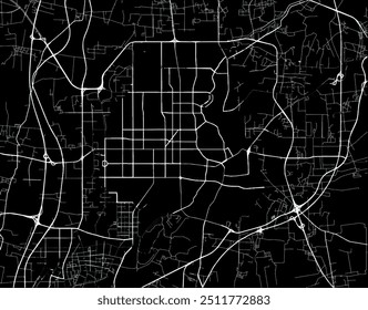Vector city map of Tangshan in People's Republic of China with white roads isolated on a black background