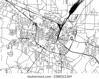 Vector city map of Tarnowskie Gory in Poland with black roads isolated on a white background.