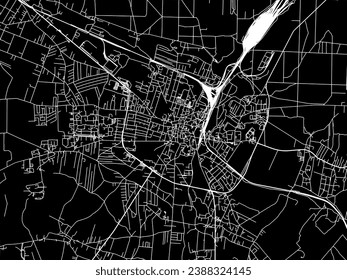 Vector city map of Tarnowskie Gory in Poland with white roads isolated on a black background.