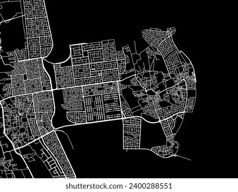 Vector city map of Tarut in Brazil with white roads isolated on a black background.