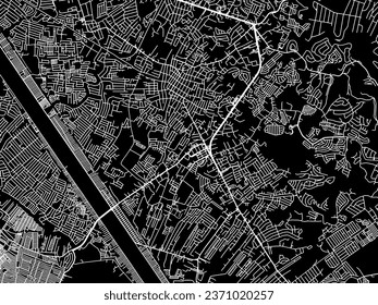 Vector city map of Taytay in the Philippines with white roads isolated on a black background.