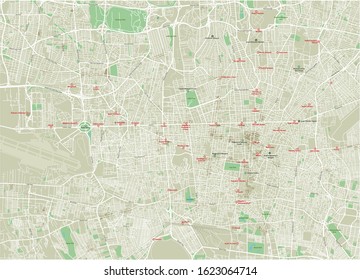 Vector city map of Tehran with well organized separated layers.