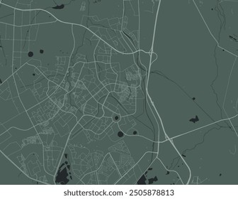 Vector city map of Tembisa in South Africa with white roads isolated on a green background.