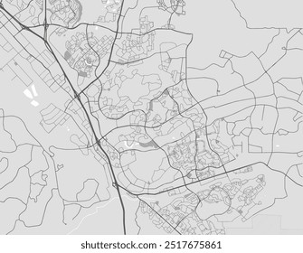 Vector city map of Temecula California in the United States of America with black roads isolated on a grey background.