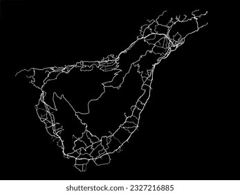 Vector city map of Tenerife in Spain with white roads isolated on a black background.