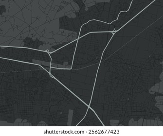 Vector city map of Tepexpan in Mexico with white roads isolated on a grey background