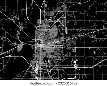 Vector city map of Terre Haute Indiana in the United States of America with white roads isolated on a black background.