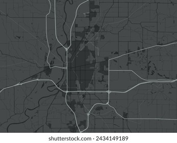 Vector Stadtplan von Terre Haute Indiana in den Vereinigten Staaten von Amerika mit weißen Straßen isoliert auf einem grauen Hintergrund.