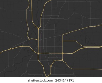 Vector Stadtplan von Terre Haute Indiana in den Vereinigten Staaten von Amerika mit gelben Straßen isoliert auf einem braunen Hintergrund.