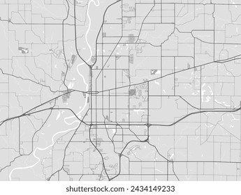 Vector Stadtplan von Terre Haute Indiana in den Vereinigten Staaten von Amerika mit schwarzen Straßen isoliert auf einem grauen Hintergrund.