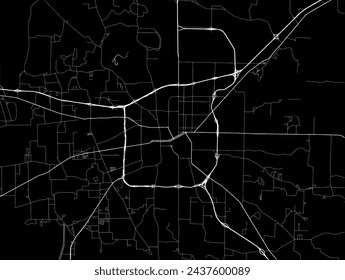 Vector city map of Texarkana Arkansas in the United States of America with white roads isolated on a black background.