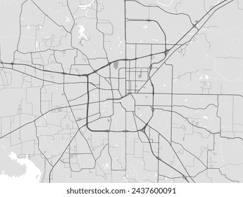 Vector city map of Texarkana Arkansas in the United States of America with black roads isolated on a grey background.