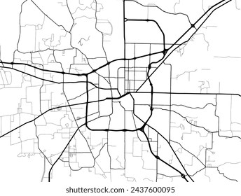 Vector city map of Texarkana Arkansas in the United States of America with black roads isolated on a white background.