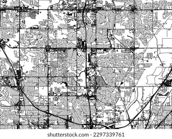 Vector city map of Thornton Colorado in the United States of America with black roads isolated on a white background.