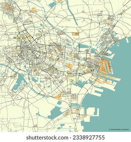 Vector city map of Tianjin, China