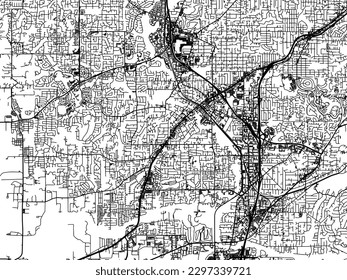 Stadtplan von Tigard Oregon in den Vereinigten Staaten von Amerika mit schwarzen Straßen einzeln auf weißem Hintergrund.