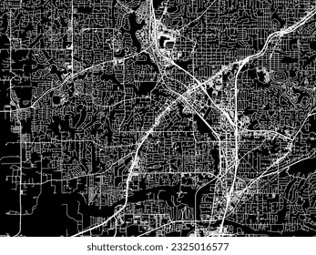 Vector city map of Tigard Oregon in the United States of America with white roads isolated on a black background.