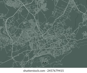 Vector city map of Tlemcen in Algeria with white roads isolated on a green background.