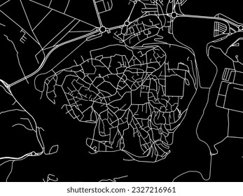 Vector city map of Toledo in Spain with white roads isolated on a black background.