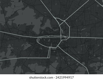 Vector city map of Toluca in Mexico with white roads isolated on a grey background.