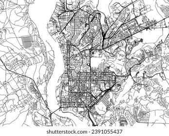 Vector city map of Tomsk in the Russian Federation with black roads isolated on a white background.