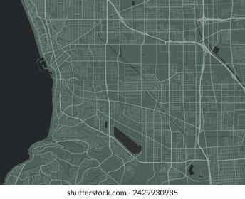 Vector city map of Torrance California in the United States of America with white roads isolated on a green background.