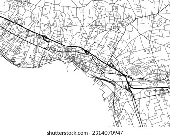 Vector city map of Torre Annunziate in Italy with black roads isolated on a white background.