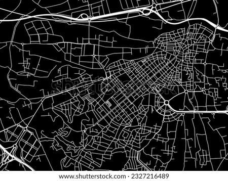 Vector city map of Torrent in Spain with white roads isolated on a black background.