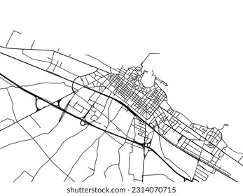 Vector city map of Trani in Italy with black roads isolated on a white background.
