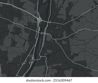 Mapa vetorial da cidade de Troy New York, nos Estados Unidos da América, com estradas brancas isoladas sobre um fundo cinza.