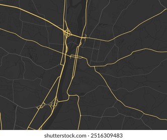 Mapa vetorial da cidade de Troy New York, nos Estados Unidos da América, com estradas amarelas isoladas sobre um fundo marrom.