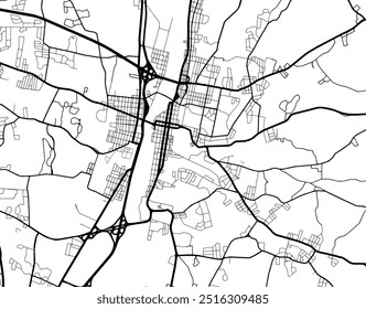 Mapa vetorial de Troy New York nos Estados Unidos da América com estradas pretas isoladas sobre um fundo branco