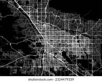 Vector city map of Tucson Arizona in the United States of America with white roads isolated on a black background.