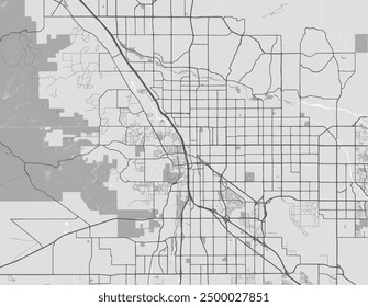 Vektor-Stadtplan von Tucson Arizona in den Vereinigten Staaten von Amerika mit schwarzen Straßen einzeln auf grauem Hintergrund.