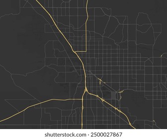 Vector city map of Tucson Arizona in the United States of America with yellow roads isolated on a brown background.
