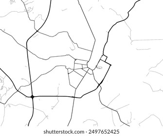 Vector city map of Tula in the Russian Federation with black roads isolated on a white background