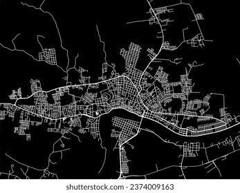 Vector city map of Tuxpam de Rodriguez Cano in Mexico with white roads isolated on a black background.