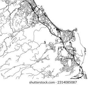 Vector city map of Tweed Heads in Australia with black roads isolated on a white background.