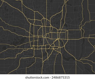 Vector city map of Twin cities Minnesota in the United States of America with yellow roads isolated on a brown background.